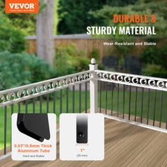 Matte black aluminum deck balusters, 32.28 inches, with a sleek flat design and sturdy construction.