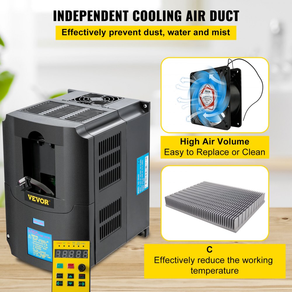Variable Frequency Drive, AC 220V Input 4KW Variable Frequency CNC Drive Inverter Converter, VFD 5.5HP 1 or 3 Phase Input, 3 Phase Output, CNC Motor Inverter Converter for Motor Speed Control