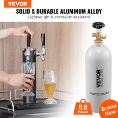 5 Lbs CO2 Tank Aluminum Gas Cylinder, Brand New CO2 Cylinder with Gray Spray Coating, CO2 Tank with CGA320 Valve, For Draft Soda Beer