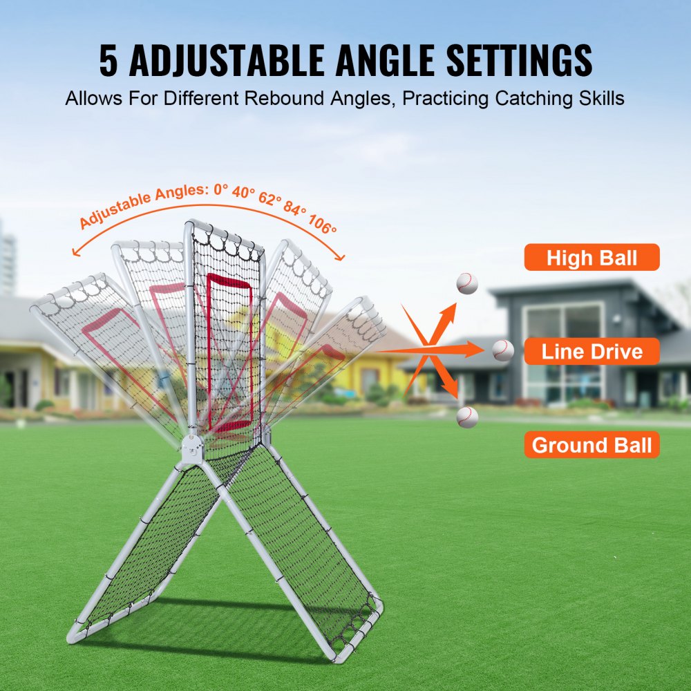 Baseball And Softball Rebounder Net 3.5 x 6 ft 5 Adjustable Angles