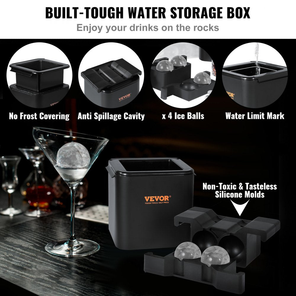 Ice Ball Maker, Crystal Clear Ice Ball Maker 2.36inch Ice Sphere with Storage Bag and Ice Clamp, Round Clear Ice Cube 4-Cavity Ice Press Maker Whiskey Scotch Cocktail Brandy Bourbon