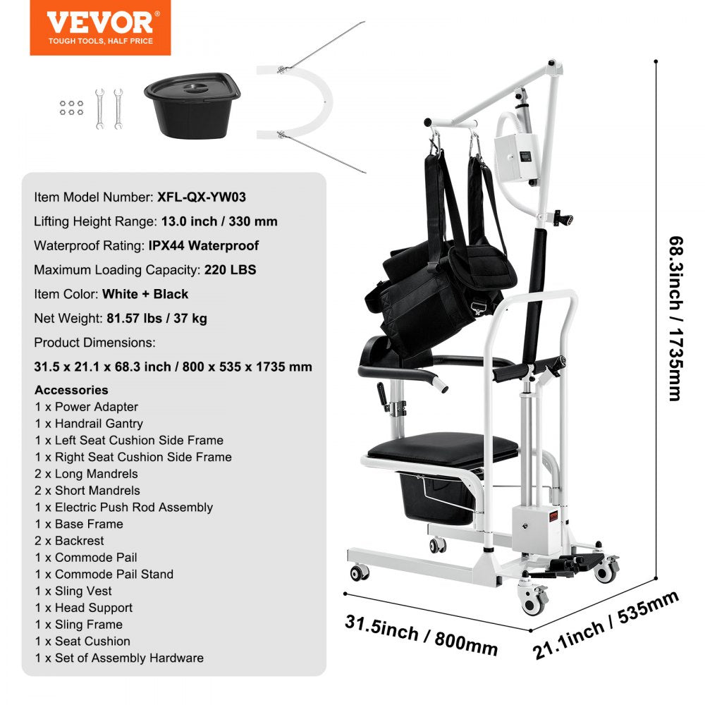 Electric Patient Lift Transfer Chair Electric Lift Wheelchair with Sling