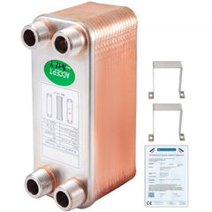 Heat Exchanger 3"x7.5" 30 Plates Brazed Plate Heat Exchanger 316L 3/4" MPT Heat Exchanger B12-30 Beer Wort Chiller for Hydronic Heating