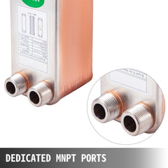 Heat Exchanger 3"x7.5" 30 Plates Brazed Plate Heat Exchanger 316L 3/4" MPT Heat Exchanger B12-30 Beer Wort Chiller for Hydronic Heating