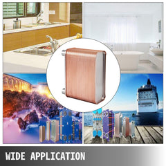 Bostome 60 Plate Brazed Heat Exchanger in 316L stainless steel with compact design and four ports.