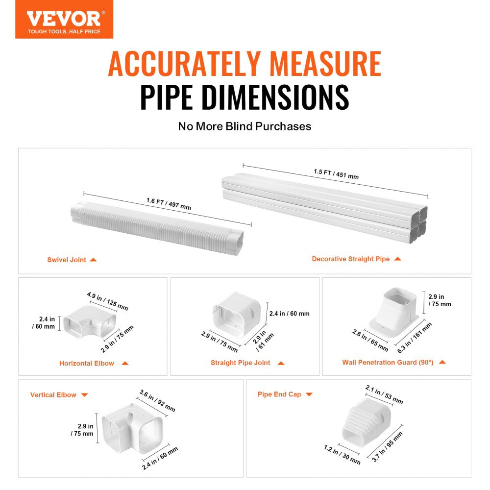 White PVC line set cover for Mini Split AC, measuring 3 inches by 10 feet.
