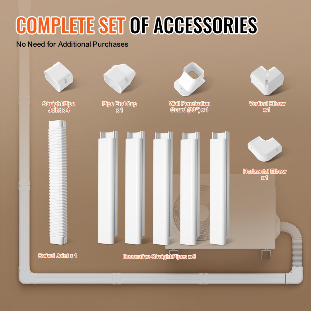 White PVC line set cover for Mini Split AC and heat pumps, measuring 10ft long and 3 inches wide.