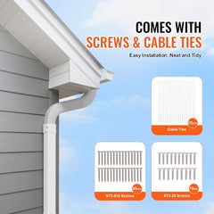 White 3-inch PVC mini split line set cover, 17.7 feet long, with screws and cable ties.
