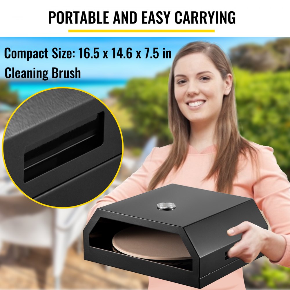 Pizza Oven Kit,Stainless Steel Portable Pizza Oven for Gas, Pizza Oven Set with Professional Pizza Baking Tools Including 12" Cordierite Pizza Stone, Pizza Shovel, Pizza Cutter, Thermometer.
