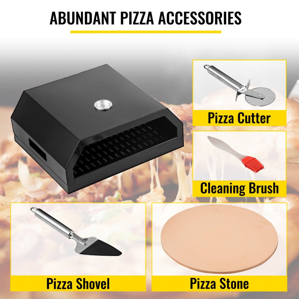 Pizza Oven Kit,Stainless Steel Portable Pizza Oven for Gas, Pizza Oven Set with Professional Pizza Baking Tools Including 12" Cordierite Pizza Stone, Pizza Shovel, Pizza Cutter, Thermometer.