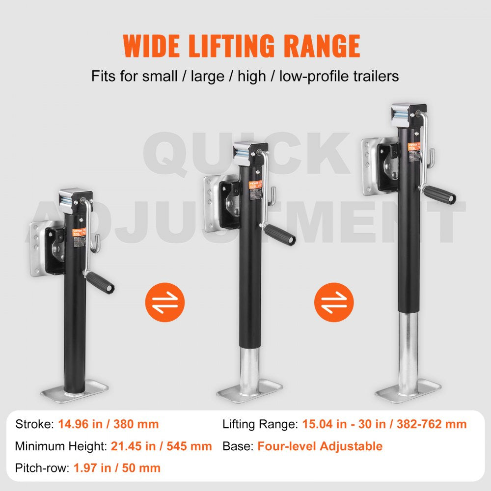 Trailer Jack, Trailer Tongue Jack Fix Mount Bolt-on 2500 lb Weight Capacity, Trailer Jack Stand with Handle for lifting RV Trailer, Horse Trailer, Utility Trailer, Yacht Trailer