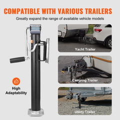 Trailer Jack, Trailer Tongue Jack Fix Mount Bolt-on 2500 lb Weight Capacity, Trailer Jack Stand with Handle for lifting RV Trailer, Horse Trailer, Utility Trailer, Yacht Trailer