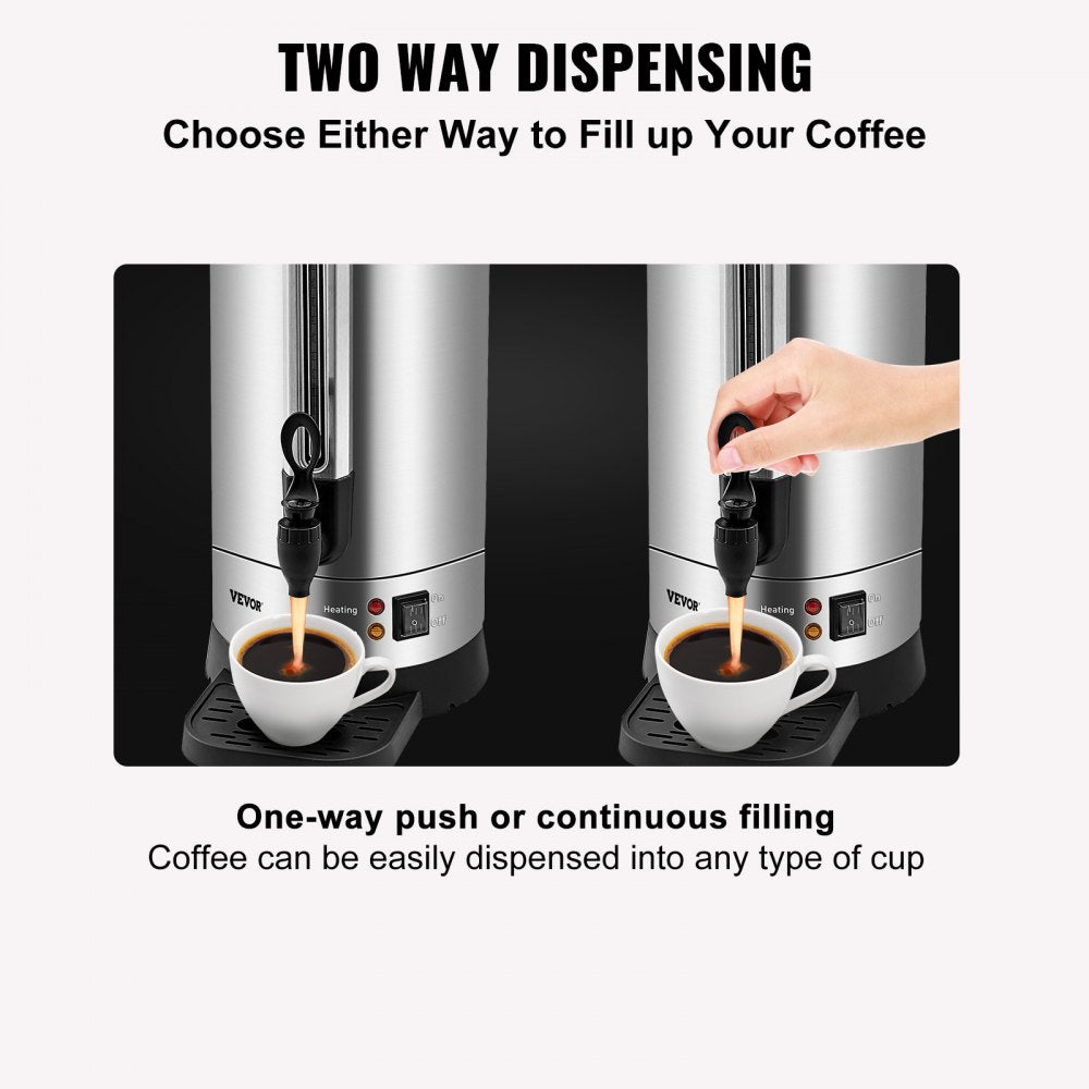 Commercial Coffee Urn 110 Cup Stainless Steel Coffee Dispenser Fast Brew