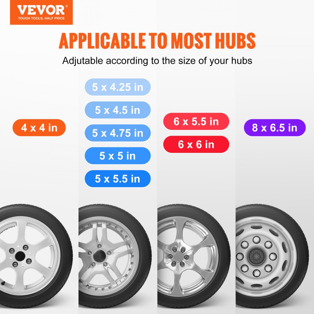 Spare Tire Carrier, Trailer Spare Tire Mount, 160 lbs Capacity, Utility Trailer Accessories Fits Most 4 & 5 & 6 & 8 Lugs Wheels on 4", 4.25", 4.5", 4.75", 5", 5.5", 6", 6.5" Bolt Patterns
