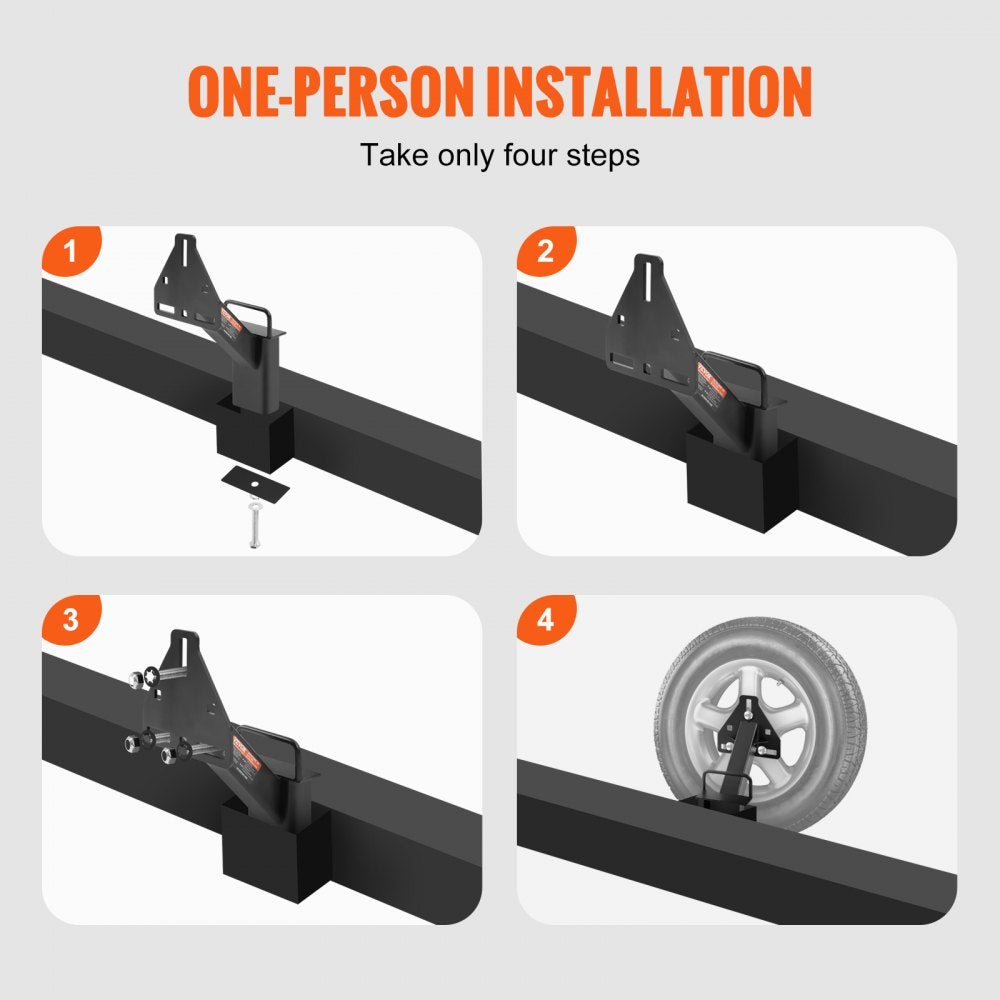 Spare Tire Carrier, Trailer Spare Tire Mount, 160 lbs Capacity, Utility Trailer Accessories Fits Most 4 & 5 & 6 & 8 Lugs Wheels on 4", 4.25", 4.5", 4.75", 5", 5.5", 6", 6.5" Bolt Patterns