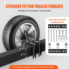 Spare Tire Carrier, Trailer Spare Tire Mount, 160 lbs Capacity, Utility Trailer Accessories Fits Most 4 & 5 & 6 & 8 Lugs Wheels on 4", 4.25", 4.5", 4.75", 5", 5.5", 6", 6.5" Bolt Patterns