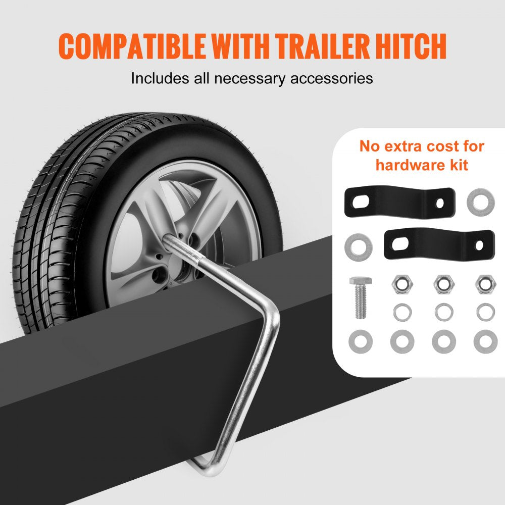 Spare Tire Carrier, U-Bolt Zinc Plated Spare Tire Mount Bracket Side Mount with Lock, 160 lbs Capacity, 4 & 5 Lugs Wheels on 4", 4.5", 5" Bolt Patterns, for Trailer Tongue, Marine Trailer