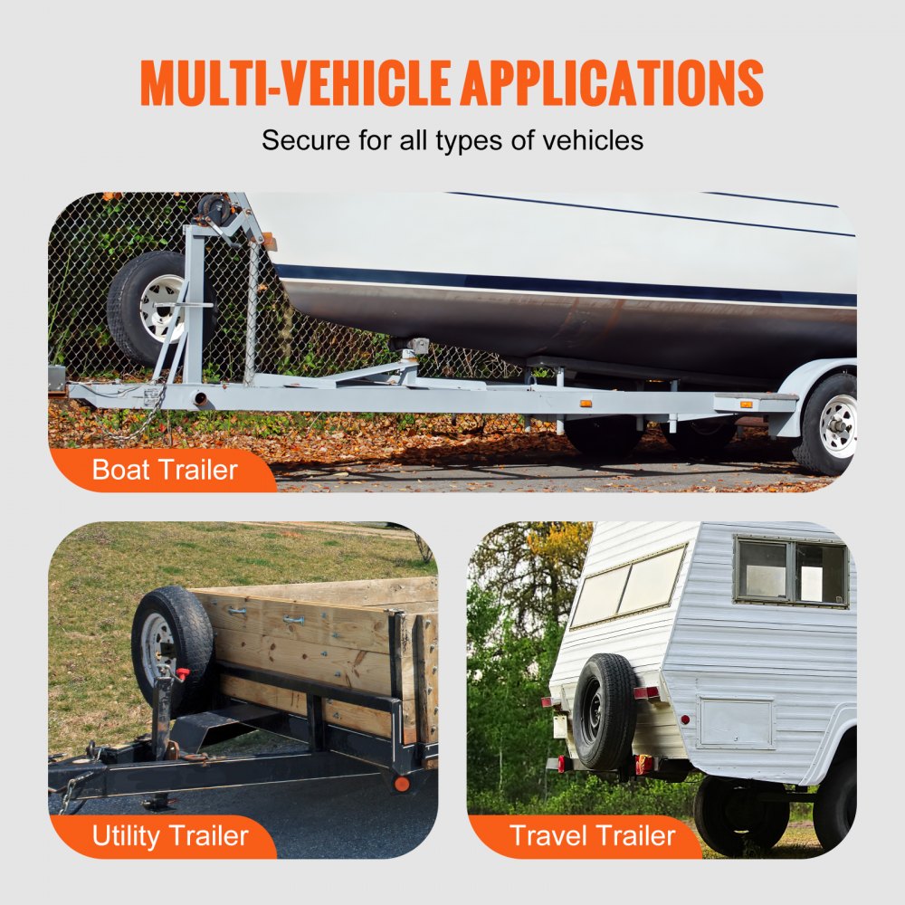 Spare Tire Carrier, U-Bolt Zinc Plated Spare Tire Mount Bracket Side Mount with Lock, 160 lbs Capacity, 4 & 5 Lugs Wheels on 4", 4.5", 5" Bolt Patterns, for Trailer Tongue, Marine Trailer
