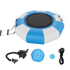 Inflatable Water Bouncer, 6.5ft Recreational Water Trampoline, Portable Bounce Swim Platform with 3-Step Ladder & Electric Air Pump, Kids Adults Floating Rebounder for Pool, Lake, Water Sports