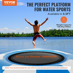 Inflatable Water Bouncer, 6.5ft Recreational Water Trampoline, Portable Bounce Swim Platform with 3-Step Ladder & Electric Air Pump, Kids Adults Floating Rebounder for Pool, Lake, Water Sports