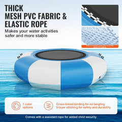 Inflatable Water Bouncer, 6.5ft Recreational Water Trampoline, Portable Bounce Swim Platform with 3-Step Ladder & Electric Air Pump, Kids Adults Floating Rebounder for Pool, Lake, Water Sports