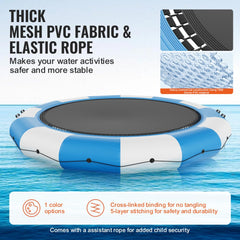 15ft inflatable water trampoline with a large bouncing surface and sturdy ladder.