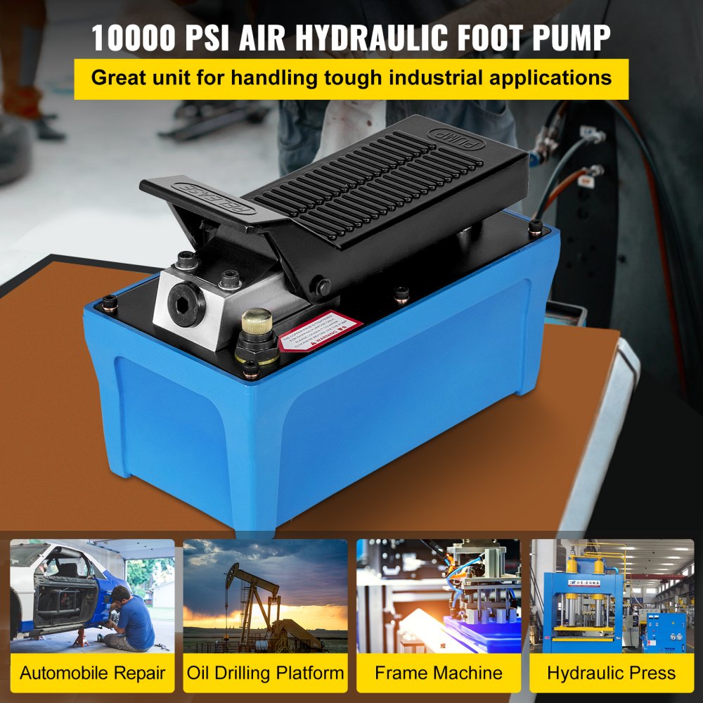 Bostome Air Hydraulic Foot Pump with foot pedal, 1.6L reservoir, and high-pressure hose.