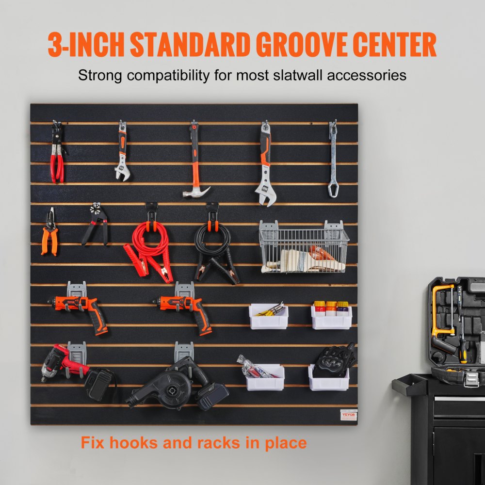 Slatwall Panels, 4 ft x 2 ft Black Garage Wall Panels 24"H x 48"L (Set of 2 Panels), Heavy Duty Garage Wall Organizer Panels Display for Retail Store, Garage Wall, and Craft Storage Organization