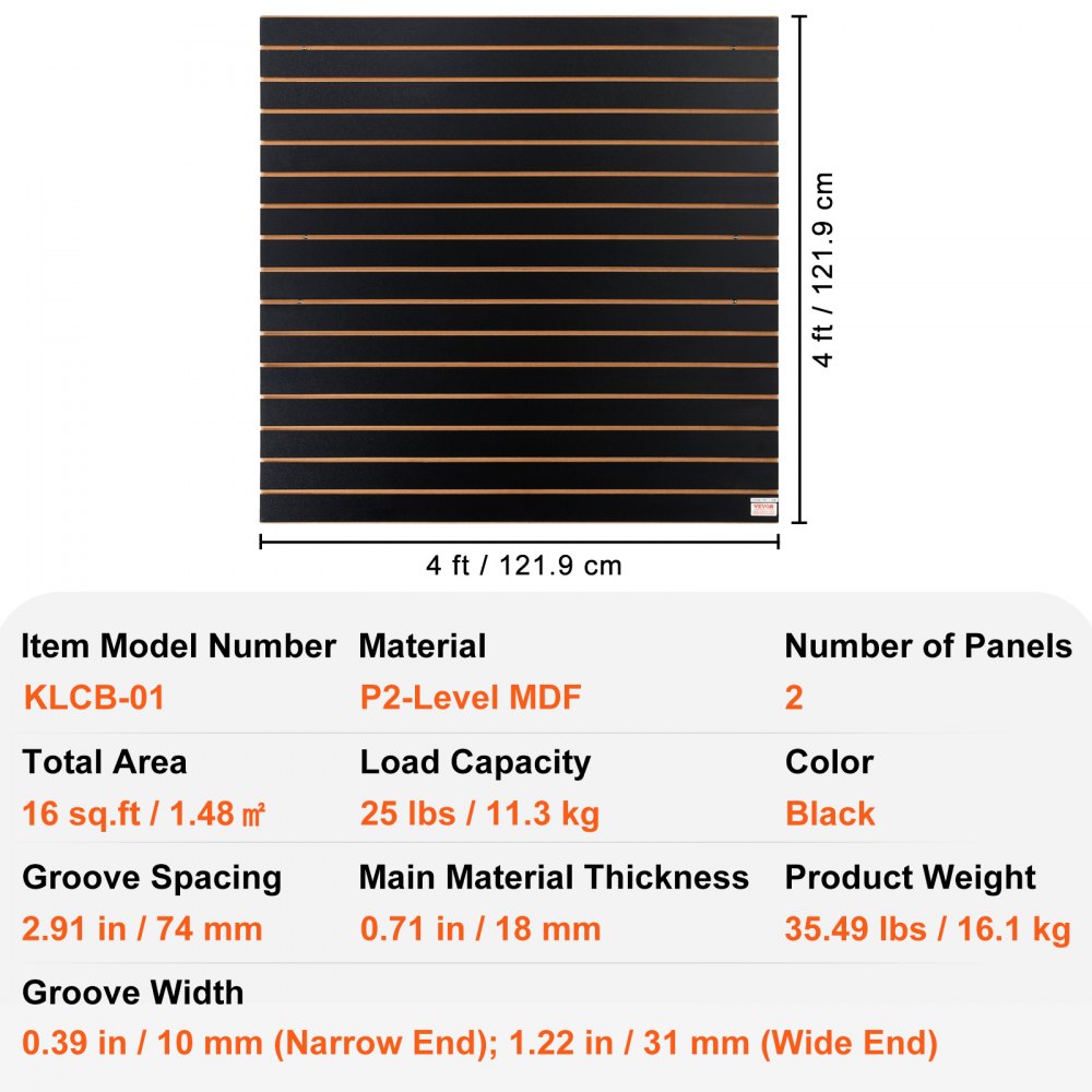 Slatwall Panels, 4 ft x 2 ft Black Garage Wall Panels 24"H x 48"L (Set of 2 Panels), Heavy Duty Garage Wall Organizer Panels Display for Retail Store, Garage Wall, and Craft Storage Organization