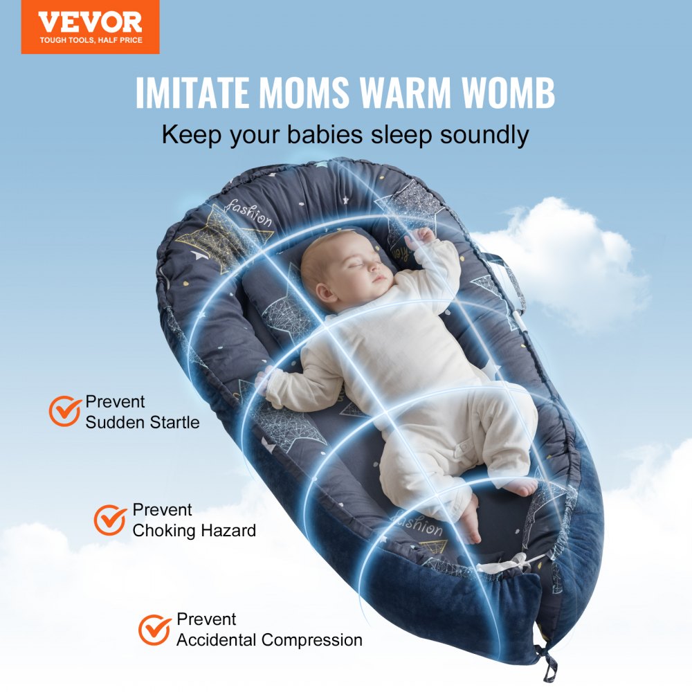 Baby Infant Lounger 100% Cotton Soft Newborn Nest Sleeper with Headrest