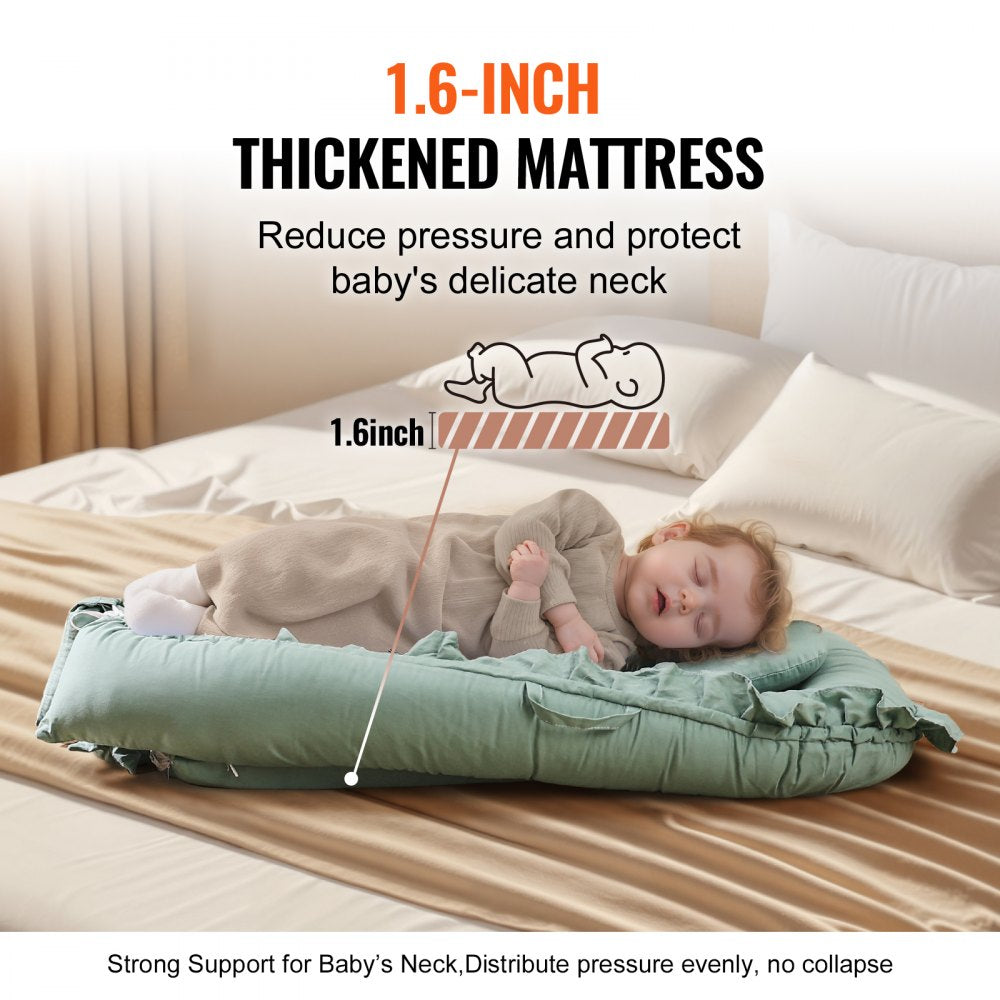 Baby Infant Lounger 100% Cotton Soft Newborn Nest Sleeper with Headrest