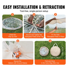 Sports Tent Instant Pop-Up Tent Shelter Weather Proof 12-15 People Clear