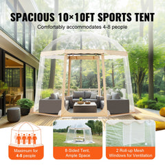 Sports Tent Instant Pop-Up Tent Shelter Weather Proof 4-8 People Clear