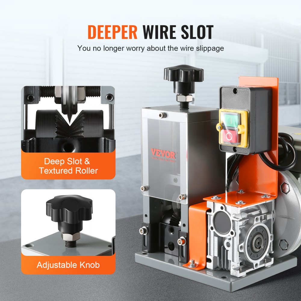 Automatic Wire Stripping Machine, 0.06``-0.98`` Electric Motorized Cable Stripper, 180 W, 60 ft/min Wire Peeler with Visible Stripping Depth Reference, for Scrap Copper Recycling