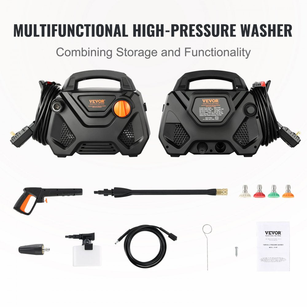 Electric Pressure Washer, 2150-PSI 1.85-GPM, Foam Cannon High-Pressure with 5 Different Nozzle, 20ft Hose/35ft Cord Lightweight Washer, Portable Cleans Cars/Fences/Patios/Furniture/Floor/Window