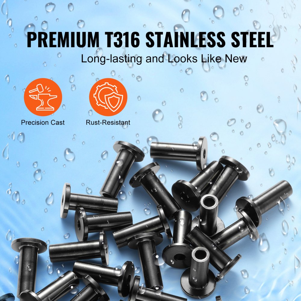 101 Pack T316 Stainless Steel Protector Sleeves for 1/8" Wire Rope Cable Railing, DIY Balustrade T316 Marine Grade, Come with A Free Drill Bit, Black