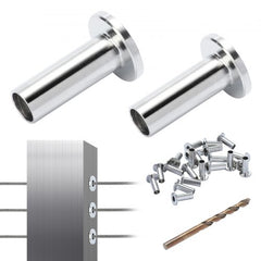 121 Pack T316 Stainless Steel Protector Sleeves for 5/32" 3/16" Wire Rope Cable Railing, DIY Balustrade T316 Marine Grade, Come with A Free Drill Bit, Silver