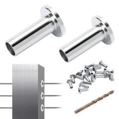 121 Pack T316 Stainless Steel Protector Sleeves for 5/32" 3/16" Wire Rope Cable Railing, DIY Balustrade T316 Marine Grade, Come with A Free Drill Bit, Silver