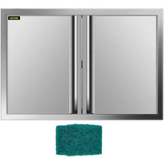 BBQ Access Door 30.5W x 21H Inch, Double BBQ Door Stainless Steel with Recessed Handle, Outdoor Kitchen Doors for BBQ Island, Grill Station, Outside Cabinet