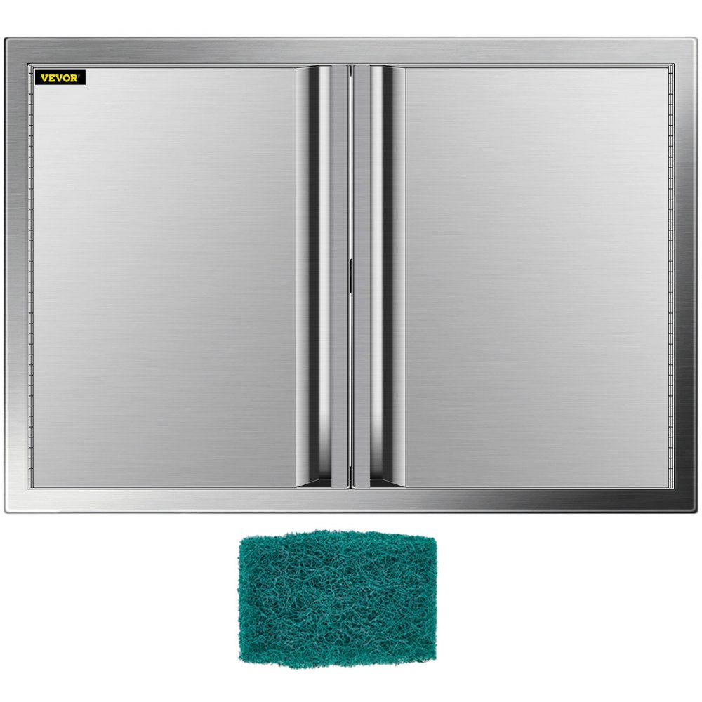 BBQ Access Door 30.5W x 21H Inch, Double BBQ Door Stainless Steel with Recessed Handle, Outdoor Kitchen Doors for BBQ Island, Grill Station, Outside Cabinet