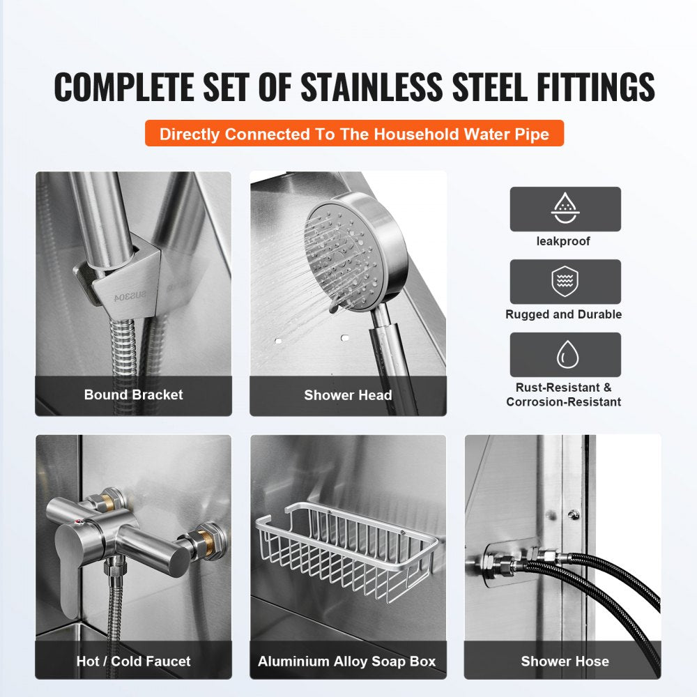 Stainless steel dog grooming tub with stairs, faucet, and anti-slip surface for stability.