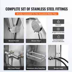 Stainless steel dog grooming tub with stairs, faucet, and anti-slip surface for stability.