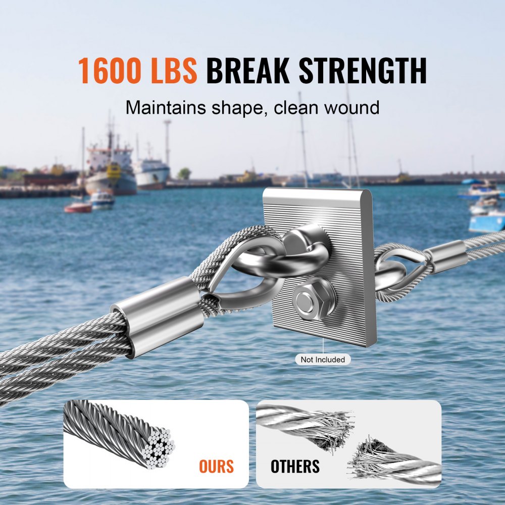 T304 Stainless Steel Cable 1/8" 7x7 Steel Wire Rope 100 ft Cable Railing