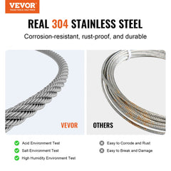 T304 Stainless Steel Cable 1/16" 7x7 Steel Wire Rope 66 ft Cable Railing