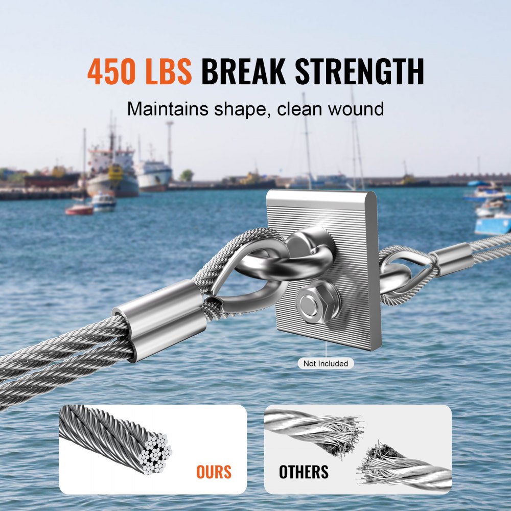 T304 Stainless Steel Cable 1/16" 7x7 Steel Wire Rope 66 ft Cable Railing
