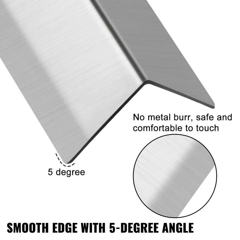 Stainless Steel Corner Guards 1.5 x 1.5 x 48 inch Metal Wall Corner Protector Pack of 10 Corner Guards 20 Ga 304 Stainless Corner Guard with 90-Degree Angle for Wall Protection and Decoration