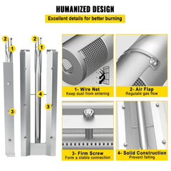 BBQ Burners Replacement, Stainless Steel Burner Grill Part Kit, 3 Packs BBQ Burners Replacement, Grill Burner Replacement w/ Air Flap Barbecue Replacement Parts w/ Evenly Burning for Gas Grills