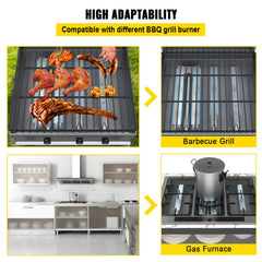 BBQ Burners Replacement, Stainless Steel Burner Grill Part Kit, 3 Packs BBQ Burners Replacement, Grill Burner Replacement w/ Air Flap Barbecue Replacement Parts w/ Evenly Burning for Gas Grills