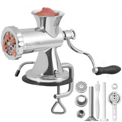 Manual Meat Grinder, 304 Stainless Steel Hand Meat Grinder with Suction Cup + Steel Table Clamp, Meat Mincer Sausage Maker & 2 Cutting Plates, Sausage Tube, Grinding Head for Beef Pepper Cookie