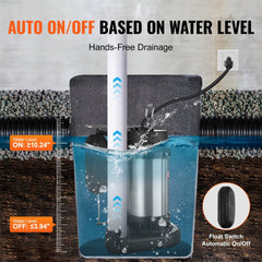 Submersible Sewage Pump Water Pump 0.5HP 4188GPH 24 ft Lift for Basement